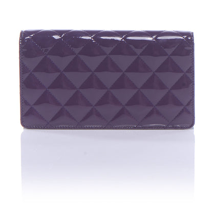 Chanel Patent Quilted Yen Wallet Purple 3 of 8
