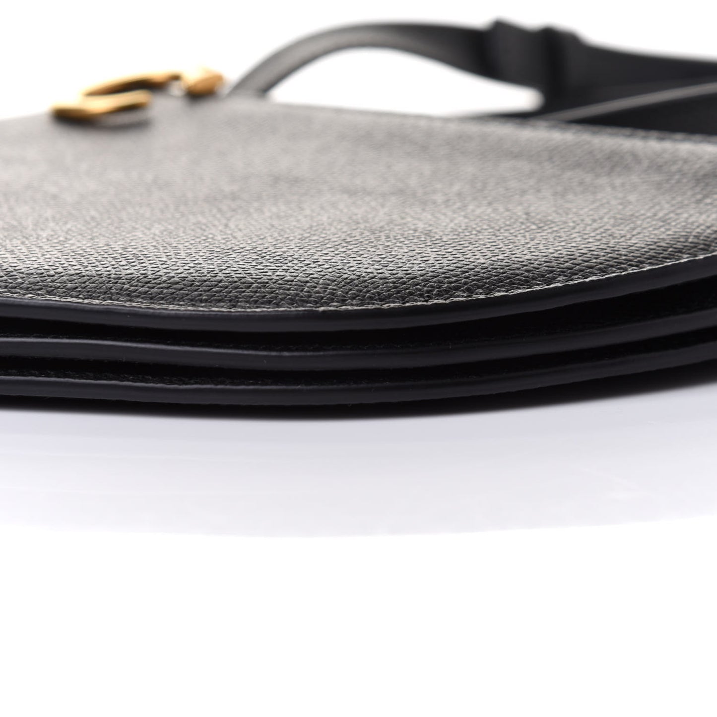 Grained Calfskin Saddle Pouch With Strap Black