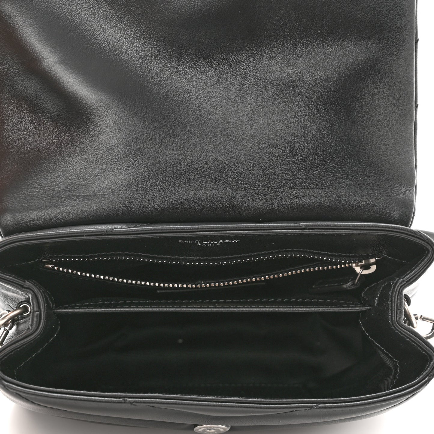 Calfskin Y Quilted Monogram Toy Loulou Crossbody Bag Black