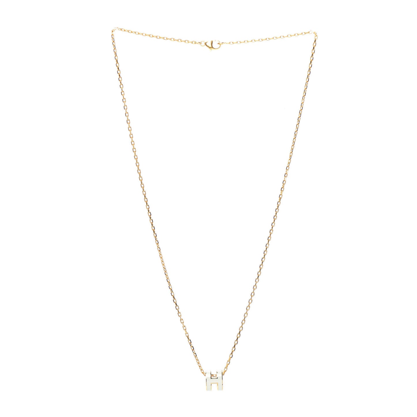 Lacquered Gold Mini Pop H Pendant Necklace White