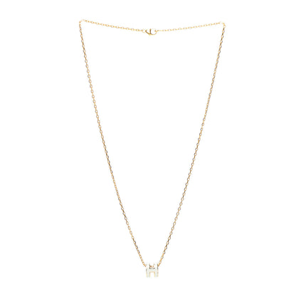 Hermes Lacquered Gold Mini Pop H Pendant Necklace White 3 of 4