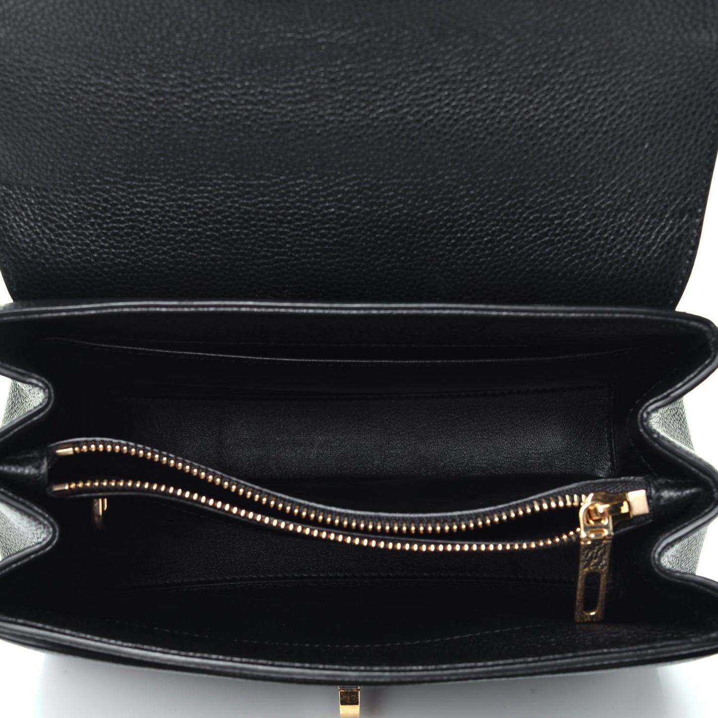 Grained Calfskin Small 16 Top Handle Bag Black