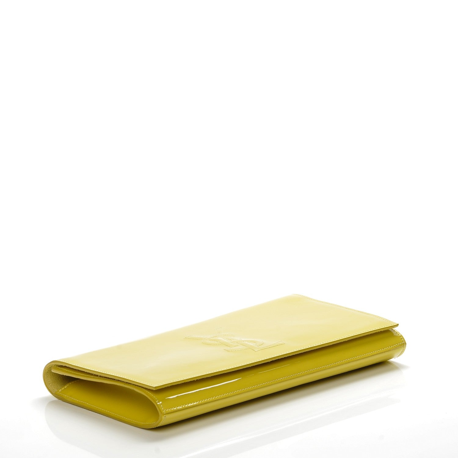 Saint Laurent Patent Calfskin Monogram Large Belle De Jour Clutch Yellow 4 of 6