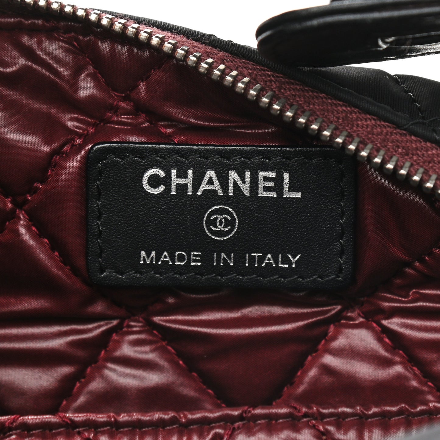 Nylon Calfskin Quilted Hobo Black