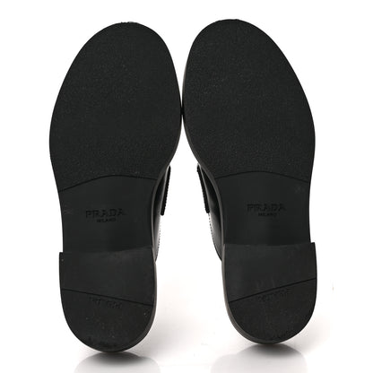 Prada Spazzolato Metal Triangle Logo 40mm Loafer Mules 36 Black 5 of 9