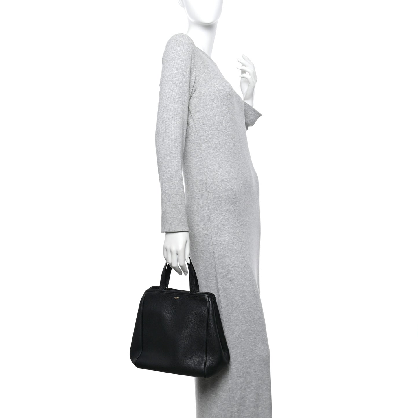 Grained Calfskin Small Folded Cabas Black