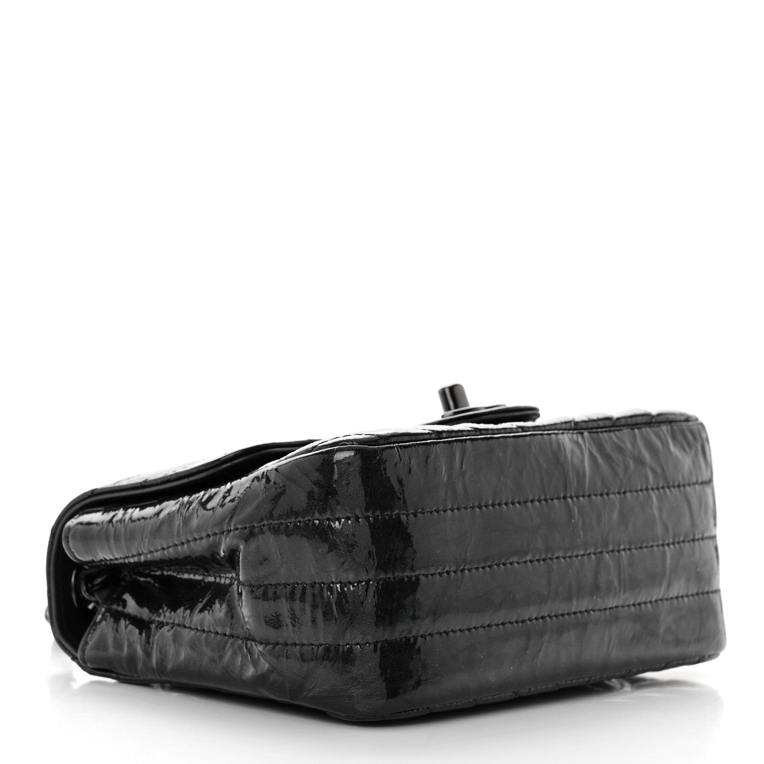 Chanel Metallic Crumpled Calfskin Chevron Quilted Mini Square Flap Black 4 of 11