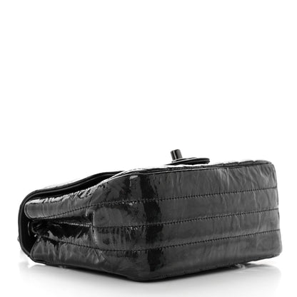Chanel Metallic Crumpled Calfskin Chevron Quilted Mini Square Flap Black 4 of 11
