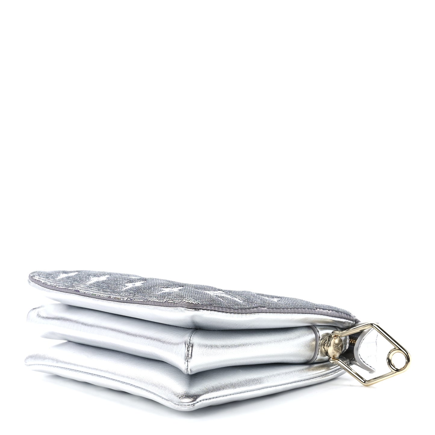 Satin Sequin Embroidered Monogram Coussin BB Silver