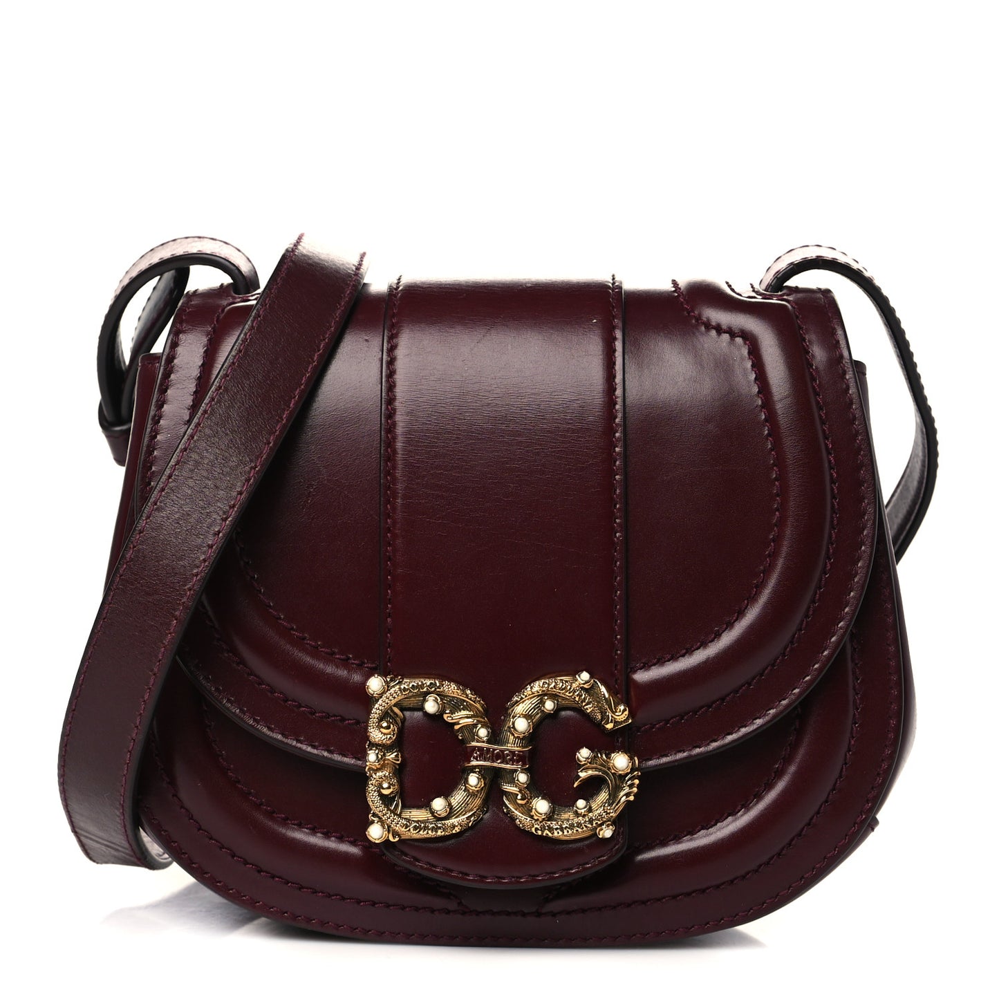 Smooth Calfskin Mini DG Amore Shoulder Bag Bordeaux