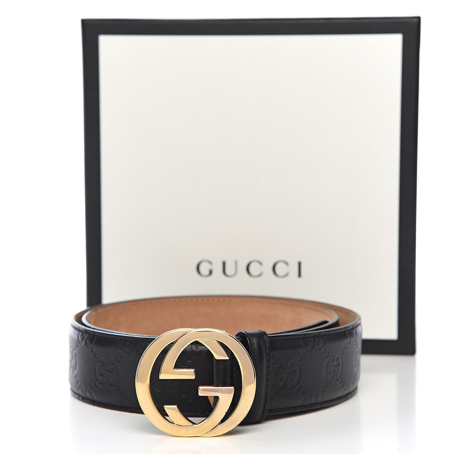 Guccissima Signature Interlocking G 37mm Belt 85 34 Black
