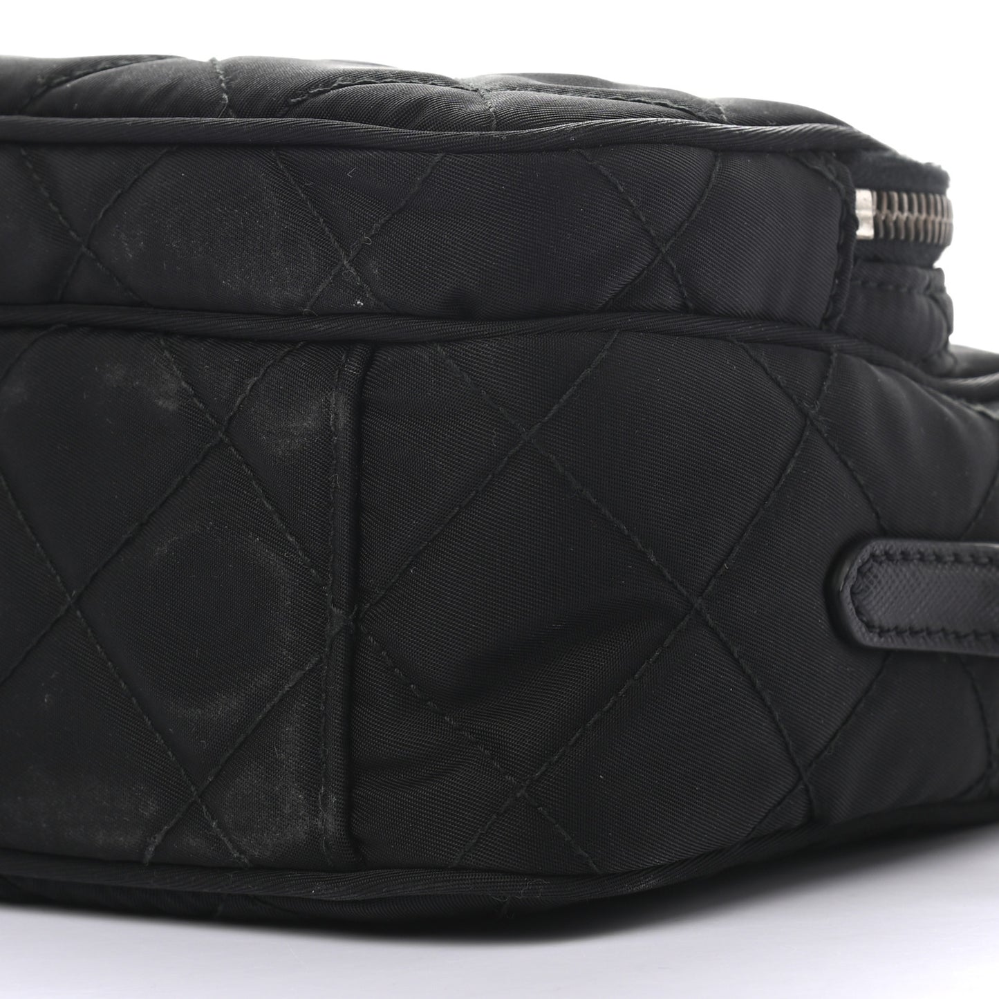 Nylon Tessuto Impuntu Quilted Crossbody Bag Black