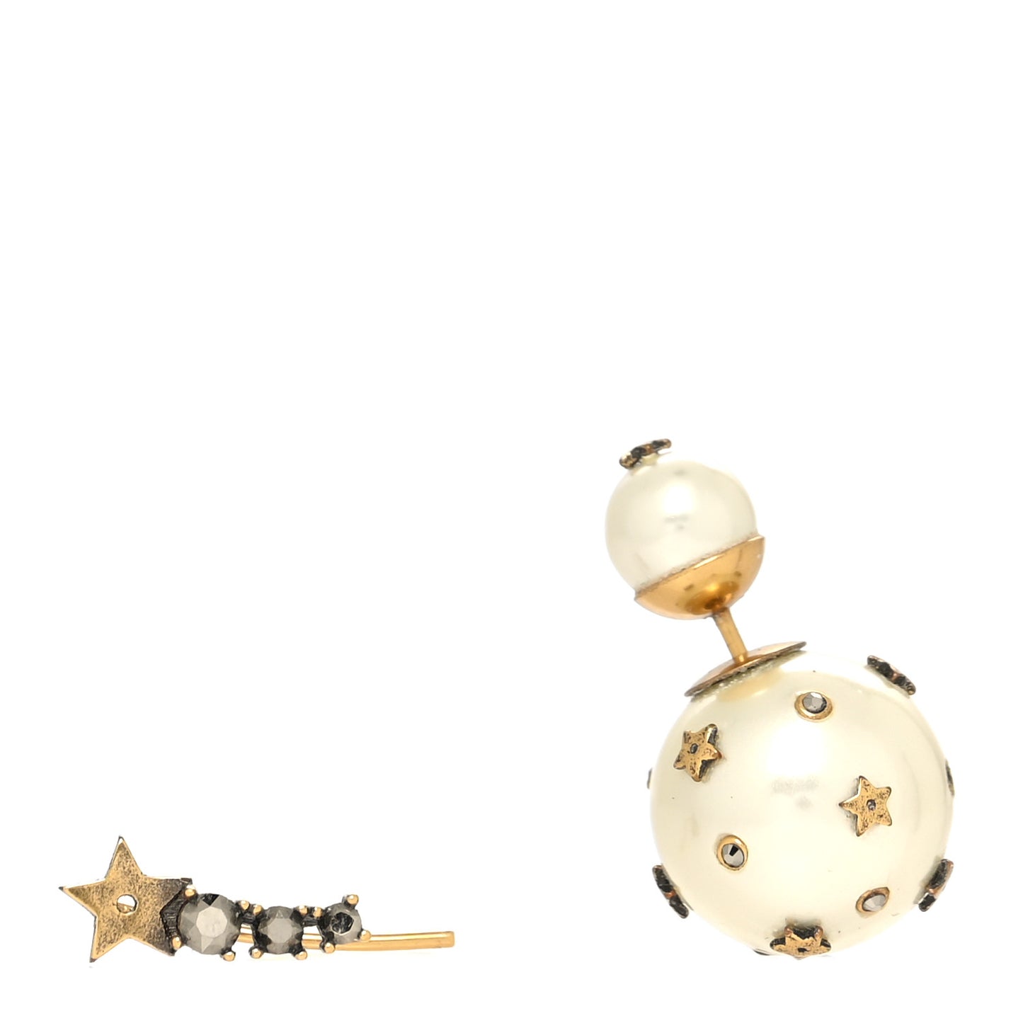 Pearl Mini Stars Tribales Climber Earrings Gold