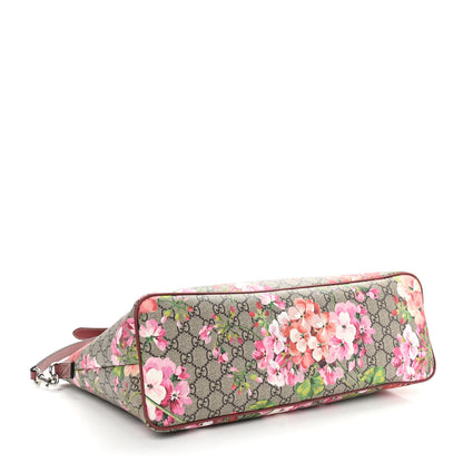 Gucci GG Supreme Monogram Blooms Medium Zippered Tote Beige Multicolor Dry Rose 4 of 10