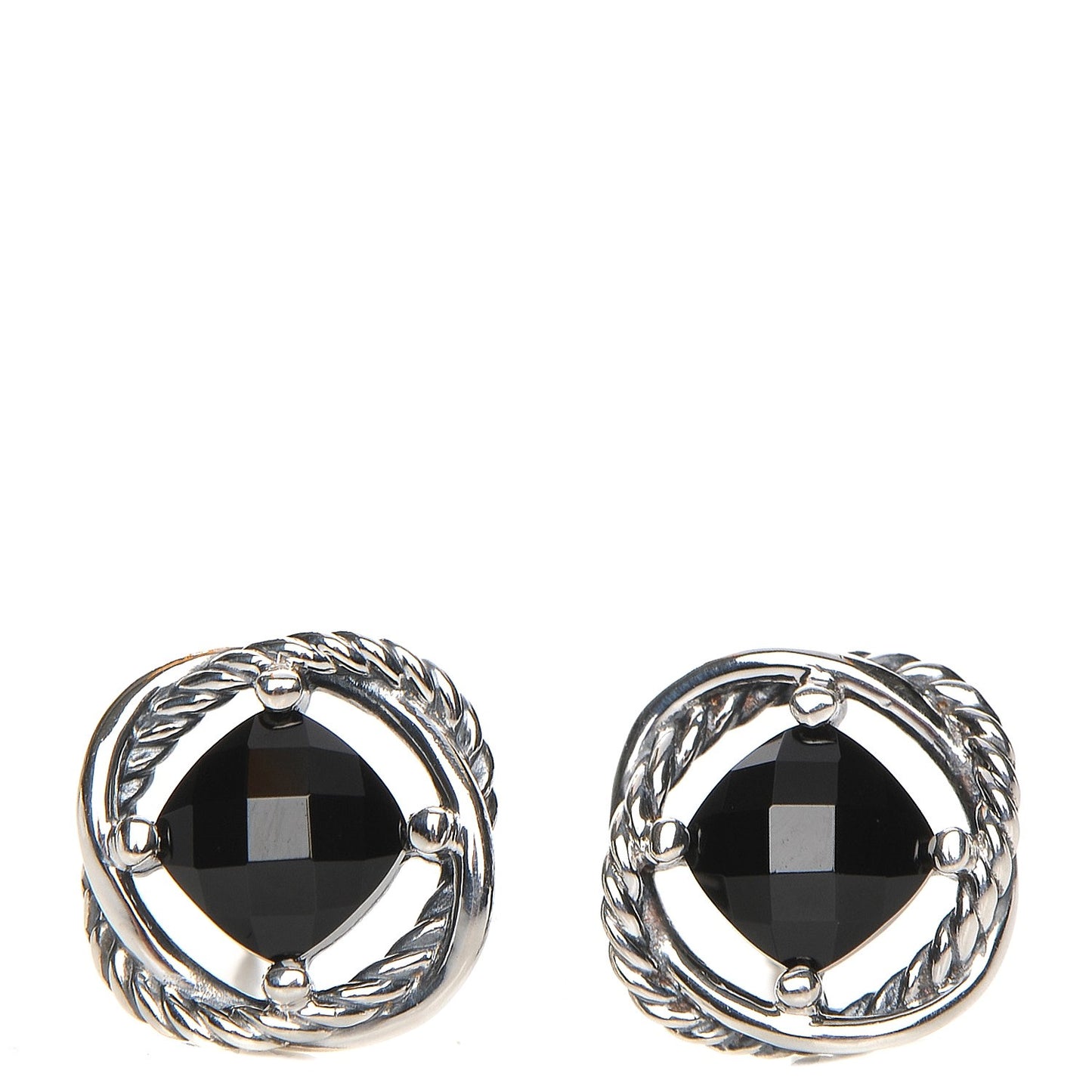 Sterling Silver Black Onyx 7mm Infinity Earrings