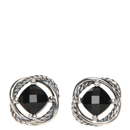 David Yurman Sterling Silver Black Onyx 7mm Infinity Earrings 1 of 4