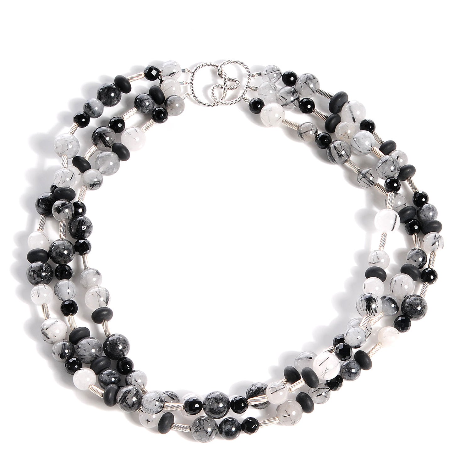 Sterling Silver 3 Row Drape Necklace