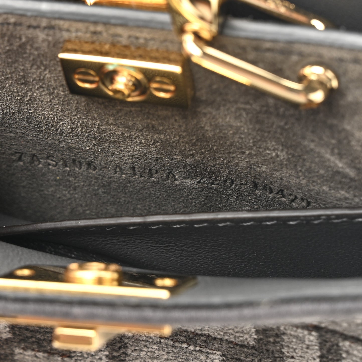 Fabric Calfskin Nano Peekaboo Maxi Handle Satchel Anthracite Asfalto