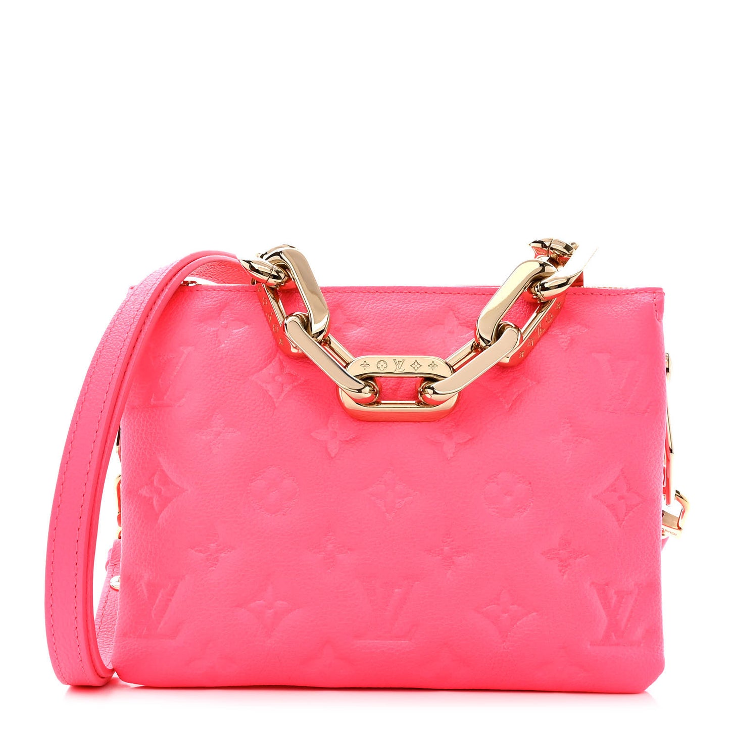 Calfskin Embossed Monogram Coussin BB Rose Fluo