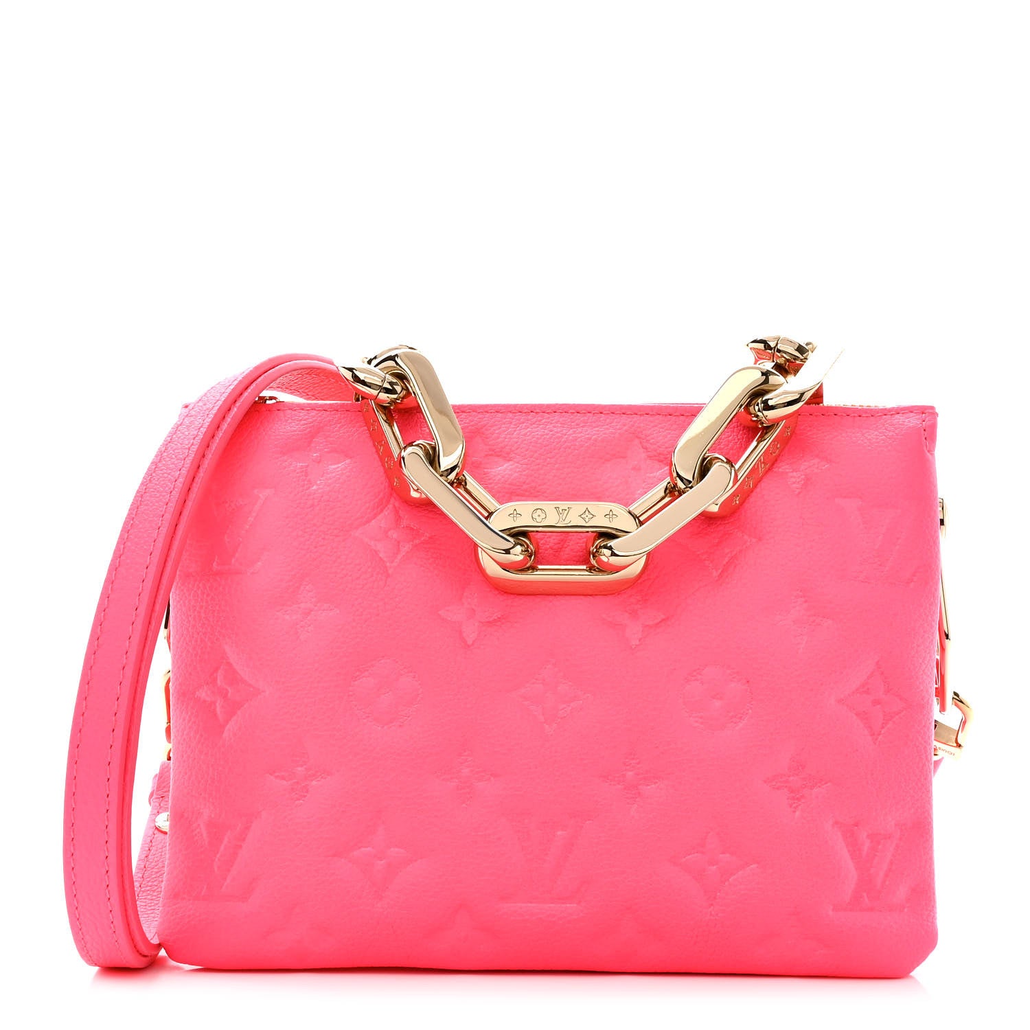 Louis Vuitton Calfskin Embossed Monogram Coussin BB Rose Fluo 1 of 11