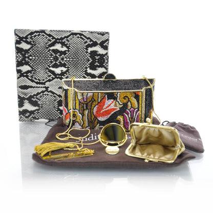 Judith Leiber Swarovski Crystal Floral Minaudiere Evening Clutch Bag 2 of 8