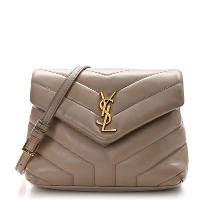 Saint Laurent Calfskin Y Quilted Monogram Toy Loulou Crossbody Bag Dark Beige 1 of 10