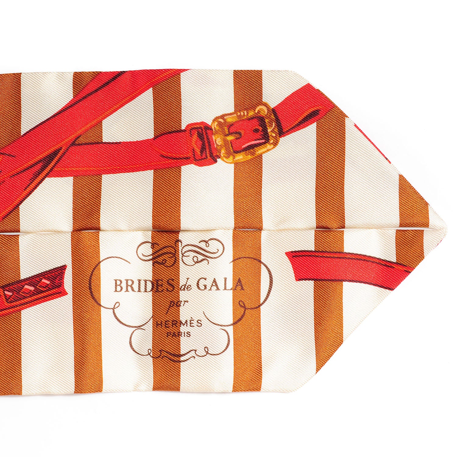 Hermes Silk Brides de Gala Bayaderes Twilly Ecru Cognac Rouge H 5 of 6