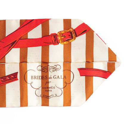 Hermes Silk Brides de Gala Bayaderes Twilly Ecru Cognac Rouge H 5 of 6