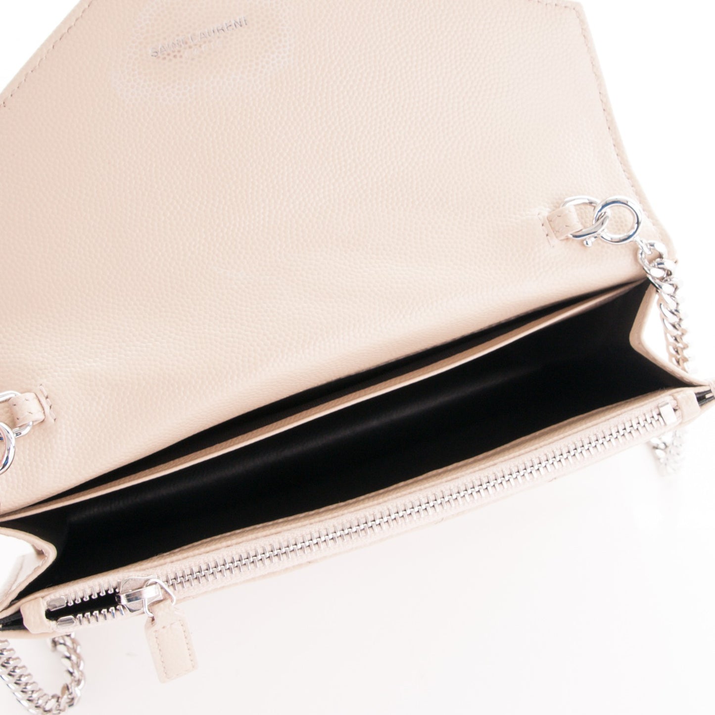 Grain De Poudre Matelasse Chevron Monogram Envelope Chain Wallet Nude Powder