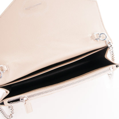 Saint Laurent Grain De Poudre Matelasse Chevron Monogram Envelope Chain Wallet Nude Powder 5 of 7