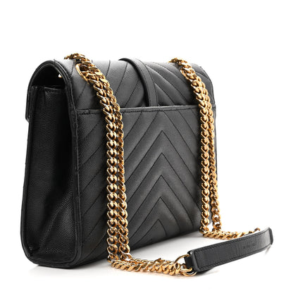 Saint Laurent Grain De Poudre Matelasse Chevron Medium Monogram Satchel Black 3 of 20