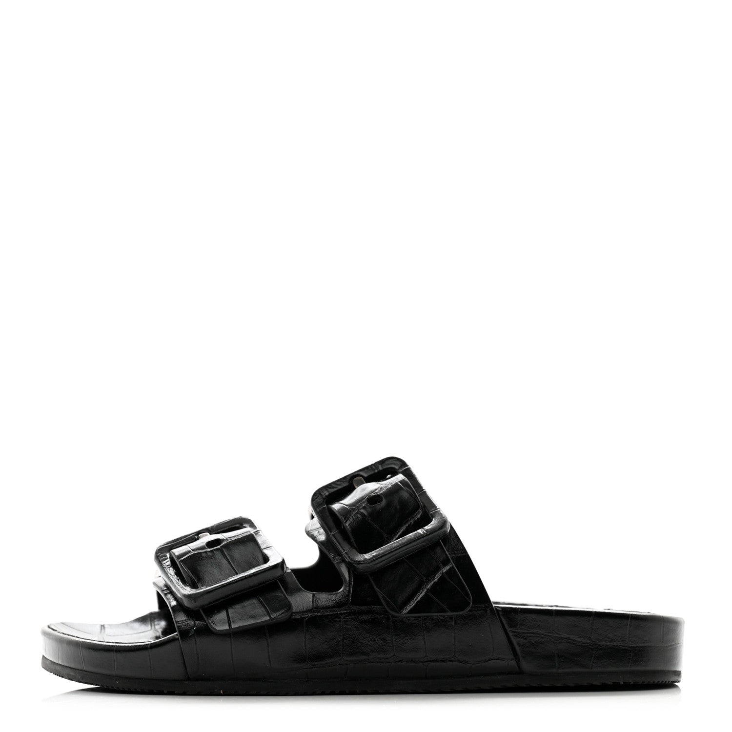 Balenciaga Calfskin Crocodile Embossed Mallorca Slide Sandals 37 Black 1 of 10