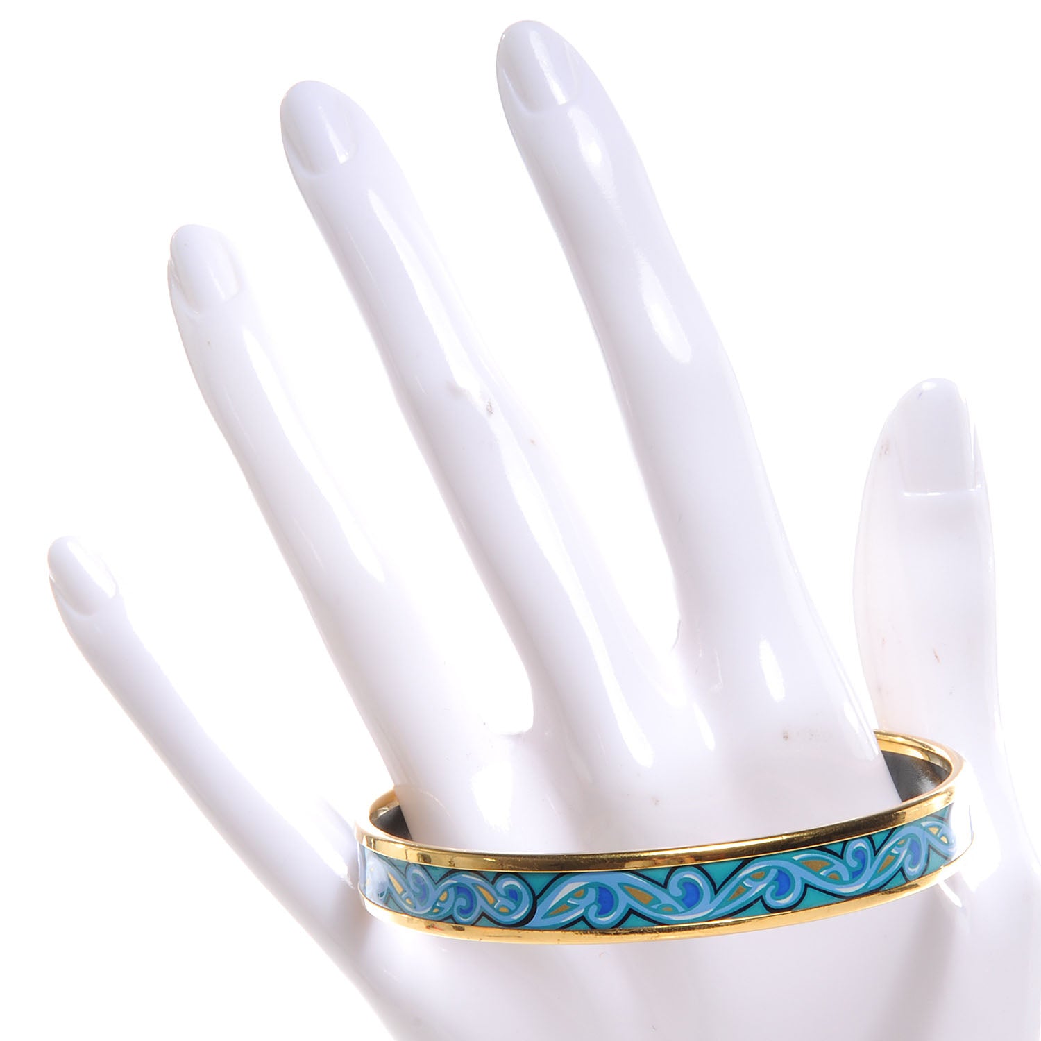 Hermes Enamel Printed Narrow Bracelet 65 Bleu 2 of 5