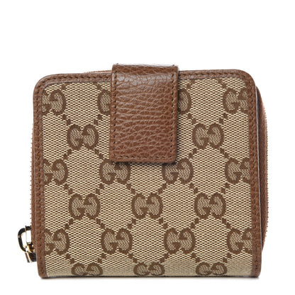 Gucci Monogram Dollar Calfskin Zip Around French Wallet Beige Ebony Tabacco 1 of 8