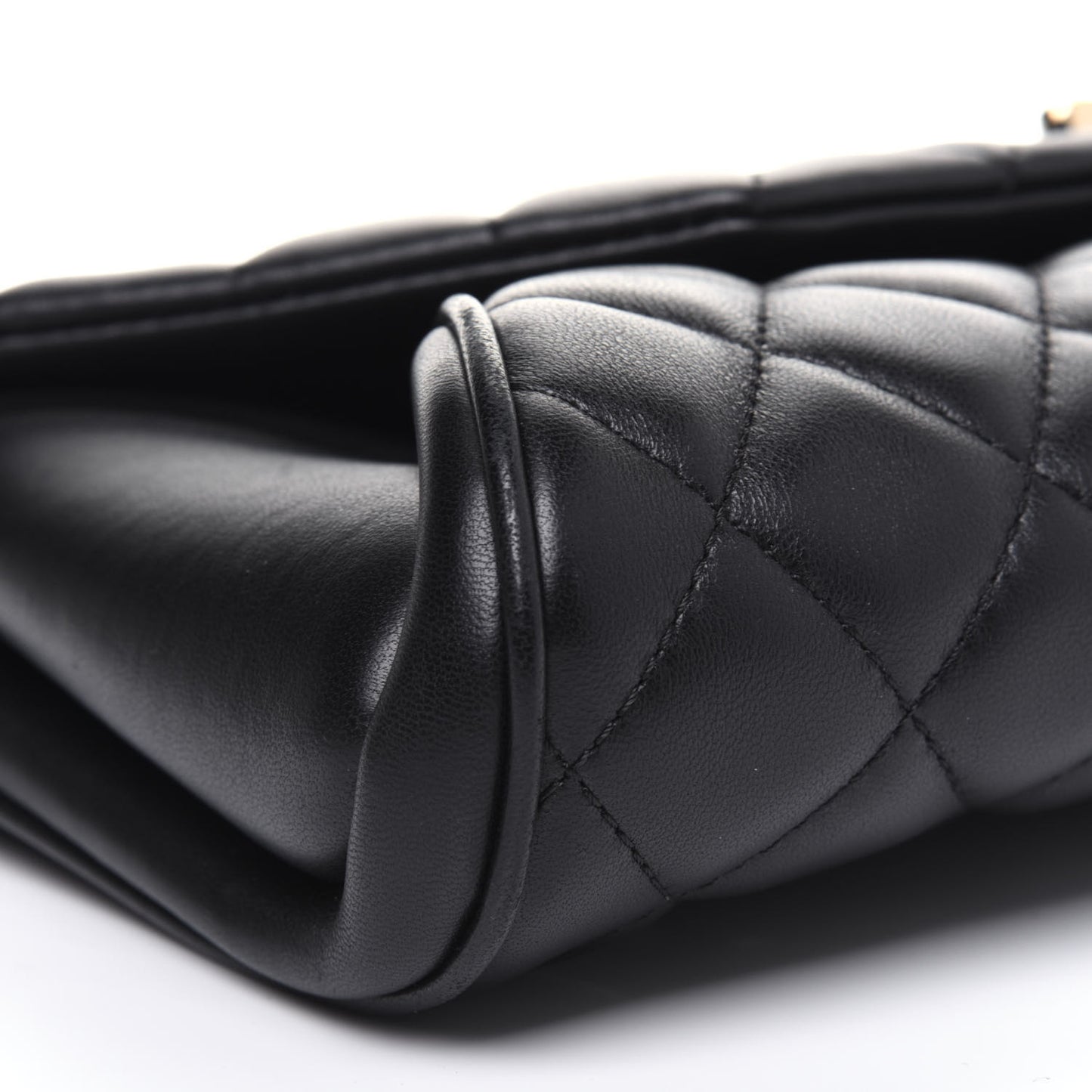 Lambskin Quilted Fold Up Again Clutch Black