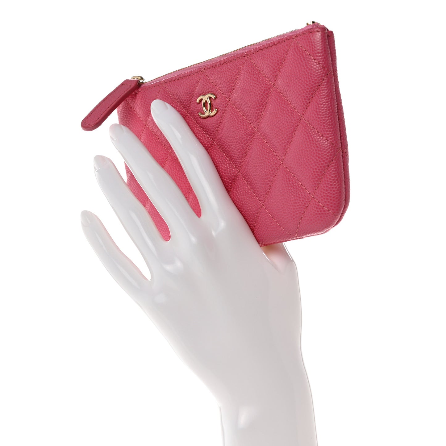 Caviar Quilted Small Cosmetic Case Pink