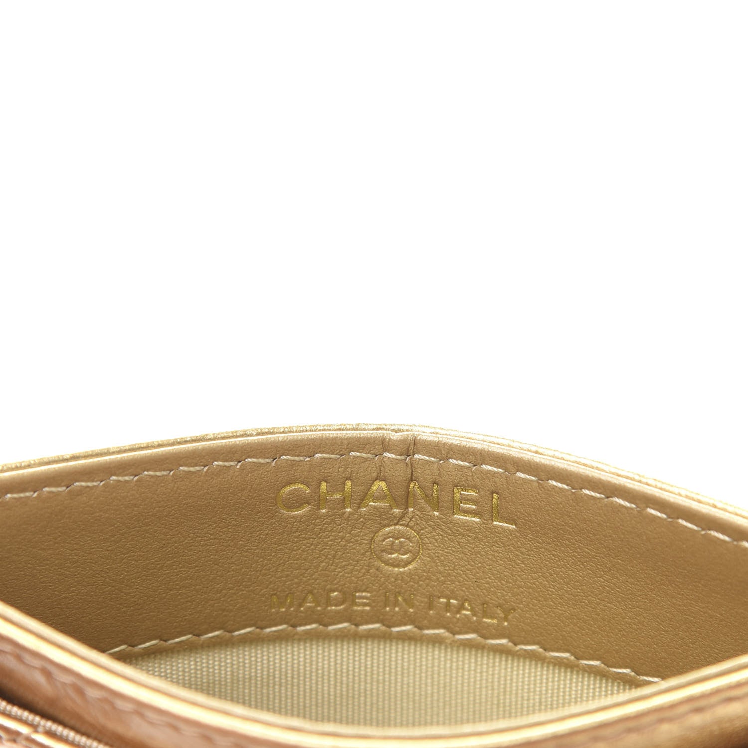 Chanel Aged Metallic Calfskin Pearl CC Quilted Card Holder Gold 8 of 11