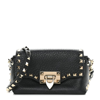 Valentino Garavani Pebbled Calfskin Mini Rockstud Crossbody Bag Black 1 of 8