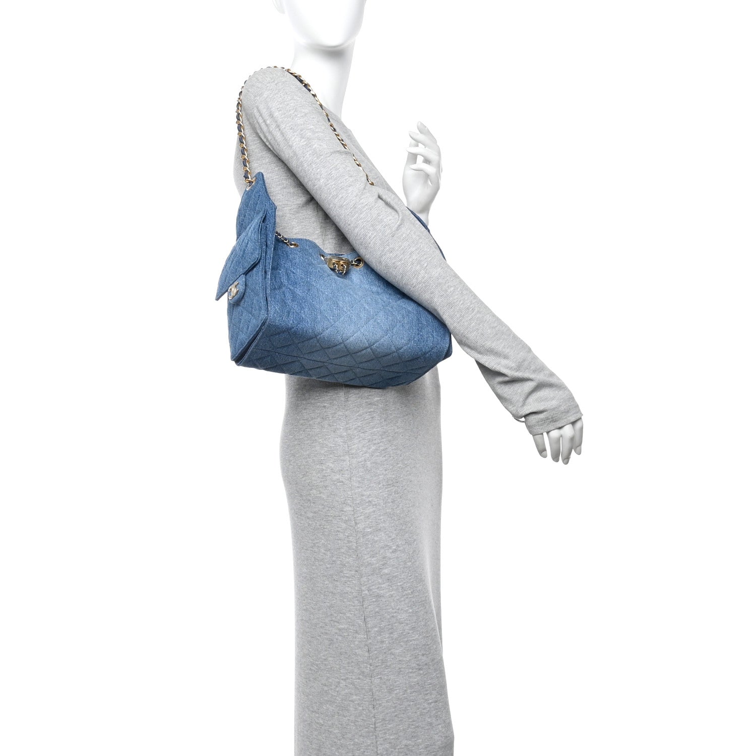 Chanel Washed Denim Quilted Small Chanel 25 Handbag Blue 1843049