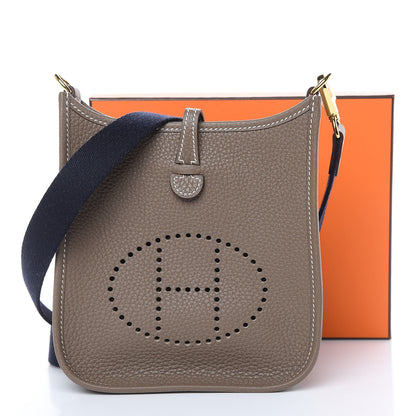 Hermes Taurillon Clemence Amazone Evelyne TPM Etoupe Bleu Indigo 10 of 10