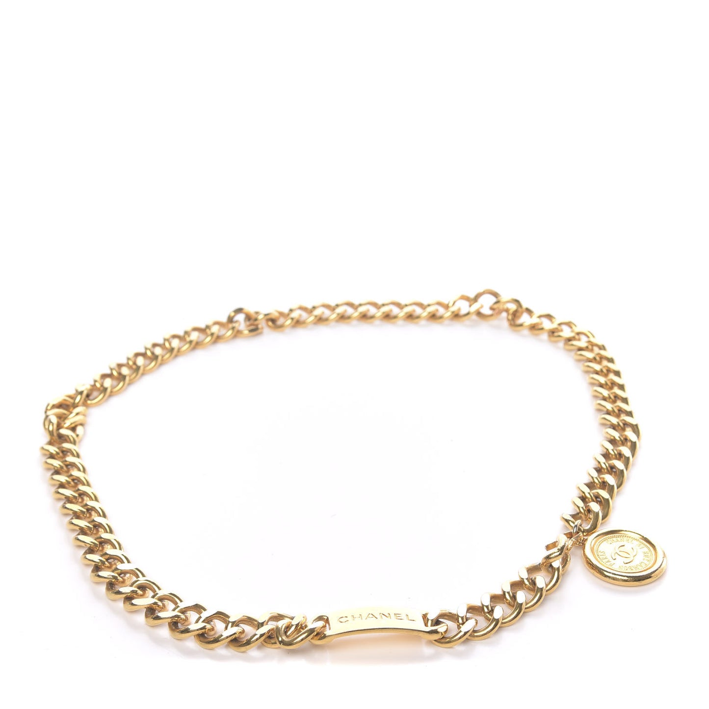 Metal Chain CC Medallion Belt Gold