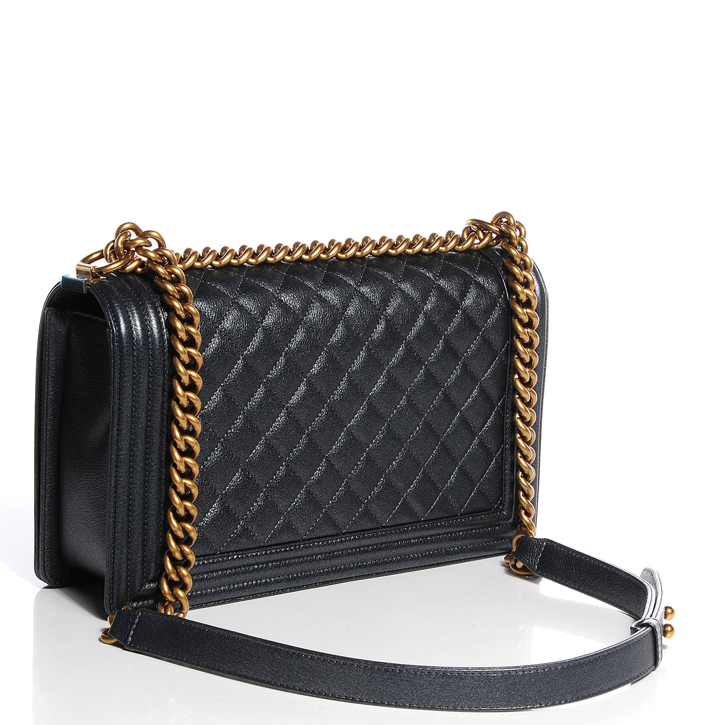 Pearl Calfskin New Medium Boy Flap Dark Grey