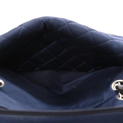 Chanel Satin Paillette Sequin Quilted Medium Single Flap Navy 6 of 15