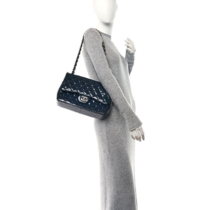 Chanel Patent Quilted Jumbo Double Flap Navy 2 of 10