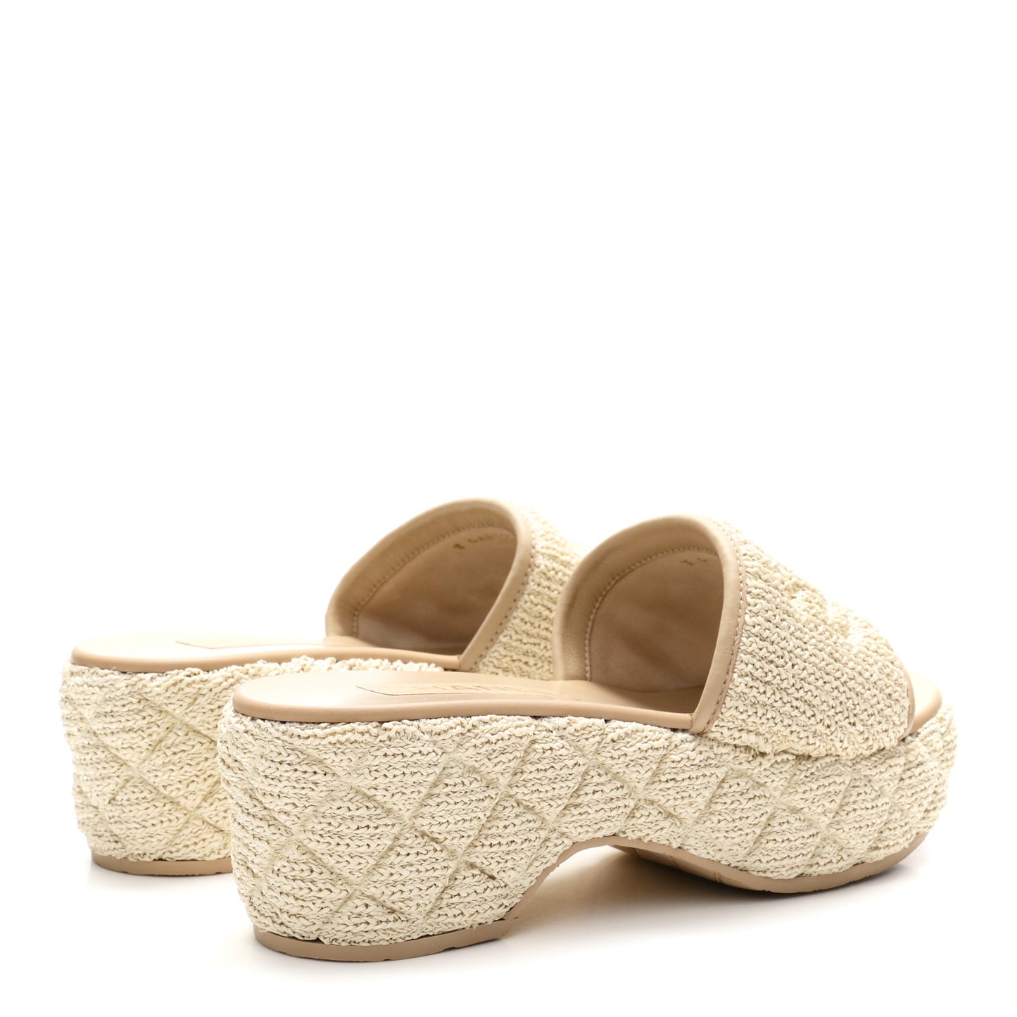 Raffia CC Platform Mules 37.5 Beige