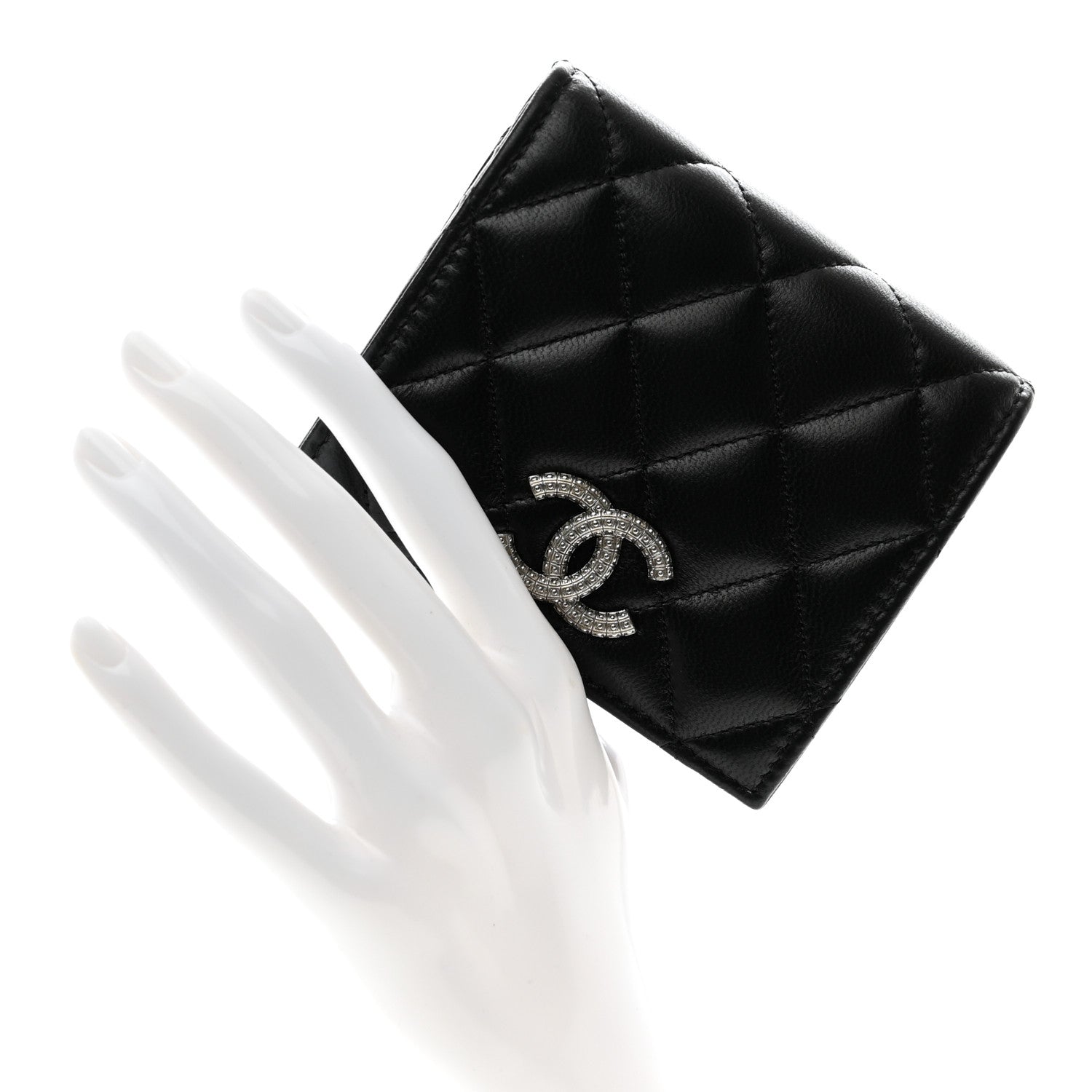 Chanel Lambskin Quilted CC Compact Bifold Wallet Black 2 of 8