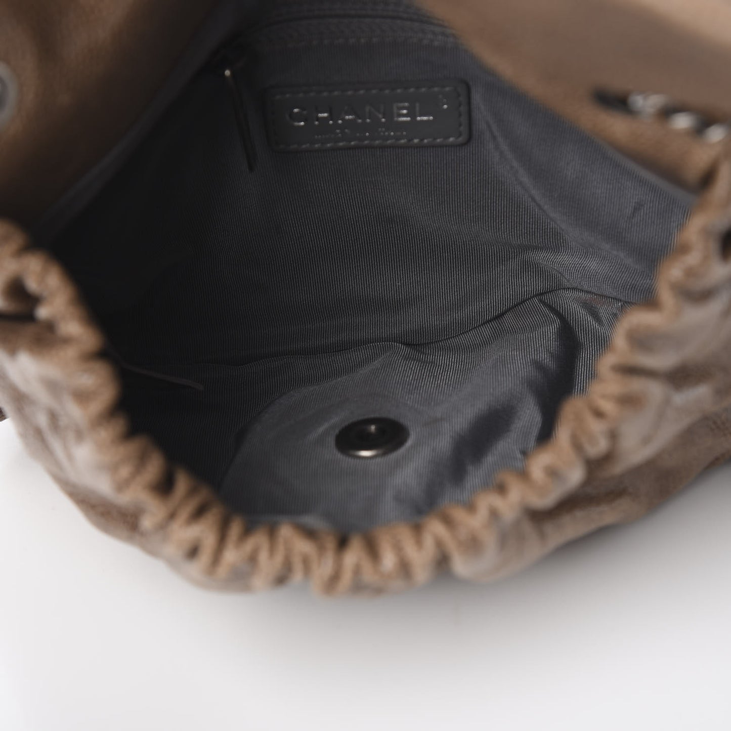 Grained Calfskin Quilted Medium Elastic Flap Taupe