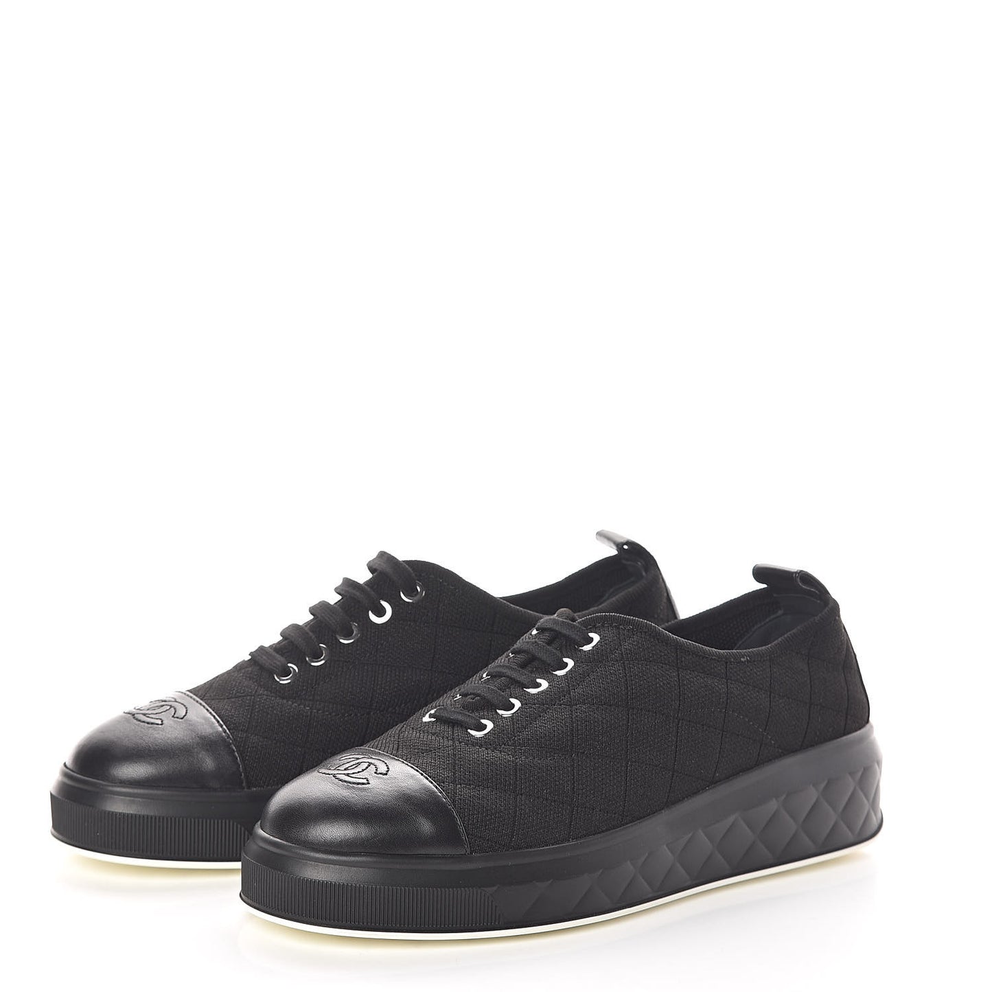 Canvas Quilted Cap Toe Sneakers 39 Black