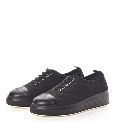 Chanel Canvas Quilted Cap Toe Sneakers 39 Black 3 of 8