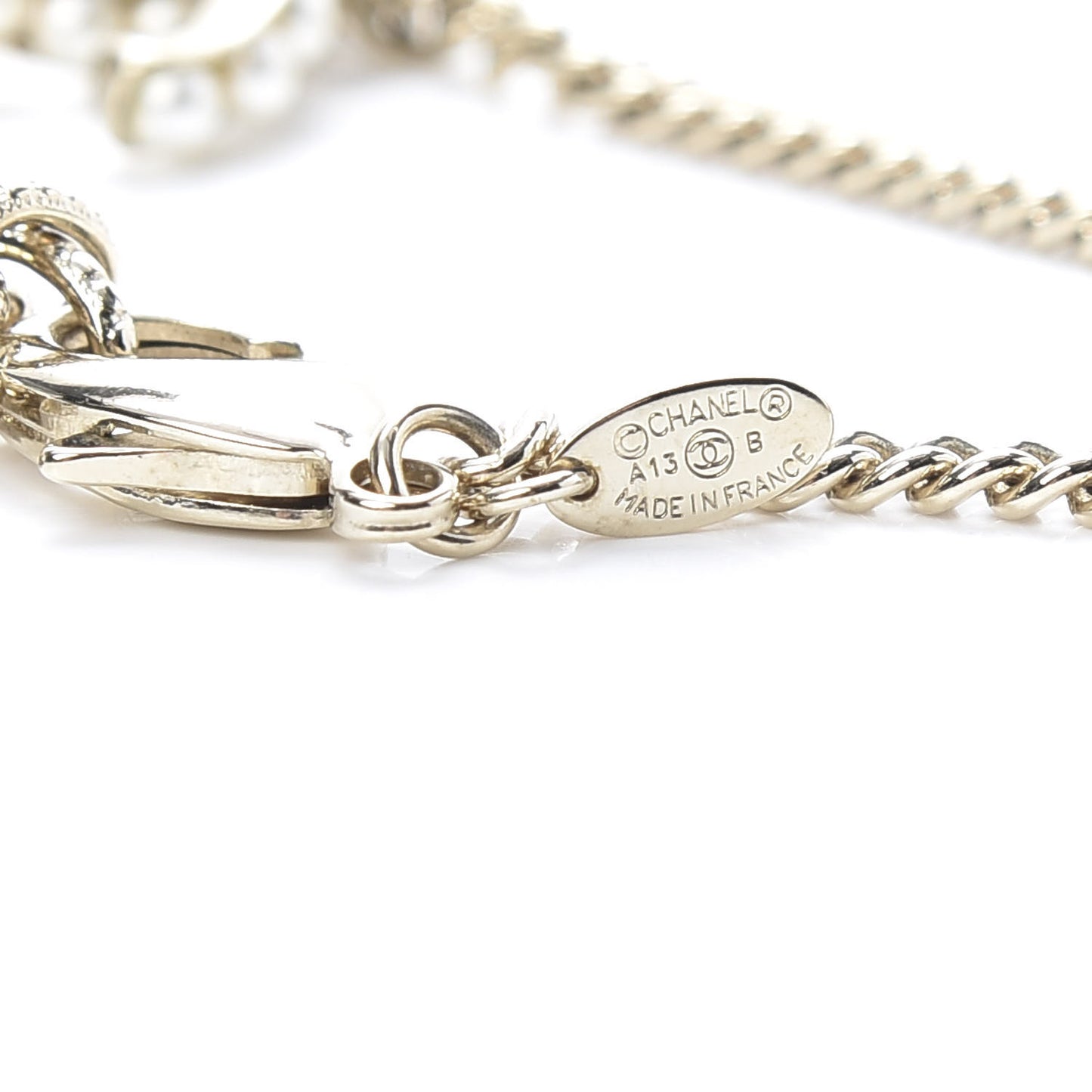 Pearl Twisted CC Pendant Necklace Gold